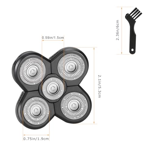 1 PCS Head Shaver Replacement Blades,Valentines Day Gifts for Him Mens Husband Dad - Birthday Gift Ideas for Dad, 5-Blade Shaver Heads for Bald and Face Hair with Cleaning Brush