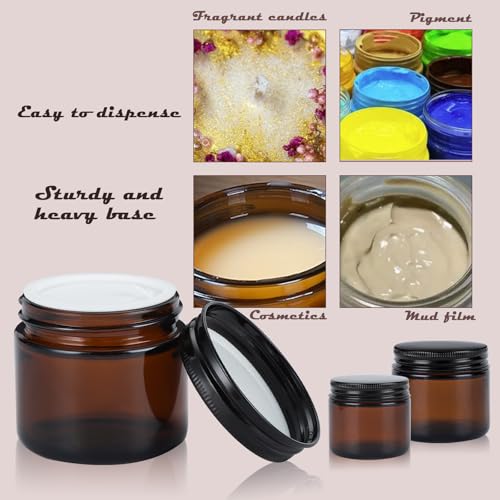 4oz Amber Glass Jars with Lids - 24 Pack Cosmetic Containers for Travel, Cream & Lotion
