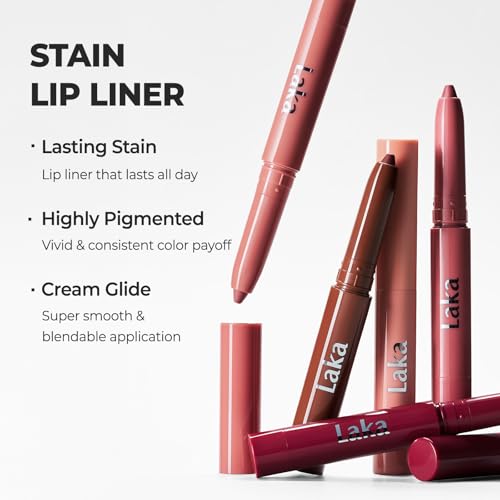 Laka Stain Lip Liner, 0.7g/0.02oz, Rich Creamy Long Lasting Color, Waterproof & Transfer-Proof, Easy Drawing with Smooth Application (#04 Rosy Talk)