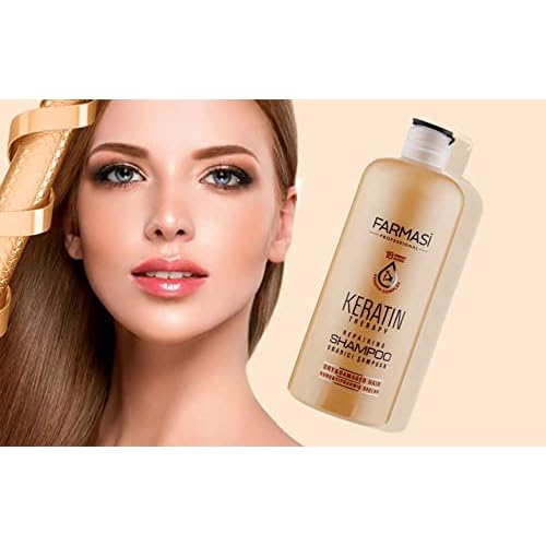 FARMASi Keratin Therapy Repairing Shampoo, Deep Cleansing & Nourishing Care for Dry Damaged Hair, Restores Softness Smoothness & Shine, 12.2 fl oz