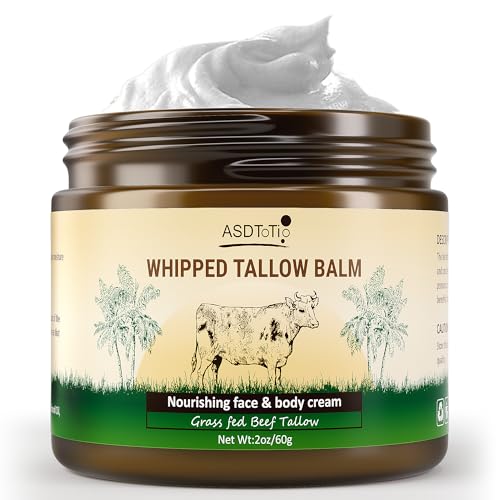 Handmade Whipped Tallow Balm for Skin Care- All Natural Grass Fed Beef Tallow All Purpose Balm,Face and Body Moisturizing Cream, Tallow Balm For Dry Skin- 2 oz