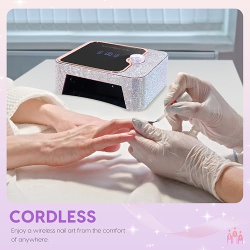 UV Light for Nails, Rechargeable UV Nail Lamp, Fast Nails Dryer Curing Lamp, Gel Nail Polish UV Light, 0-120S Arbitrary Timing, for Salon & Home