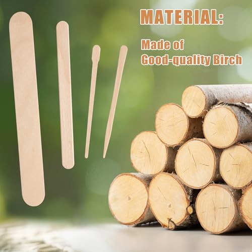 500 Pcs Assorted Waxing Sticks,4 Shapes and Sizes of Wooden Applicator Sticks for Body Legs Face Hair Removal or DIY Craft Projects