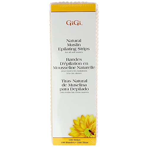GiGi All Purpose Honee Soft Wax 14 oz, Multi-Purpose Wax Warmer and Large Natural Muslin Epilating Strips, 100 ct