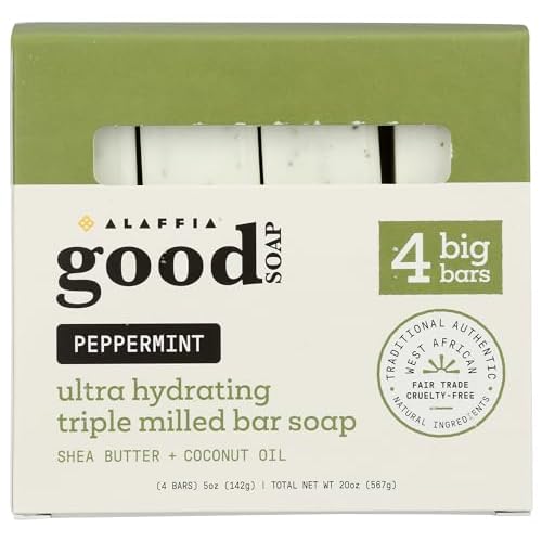 ALAFFIA Peppermint Good Soap Value Pack 4 Count, 20 OZ