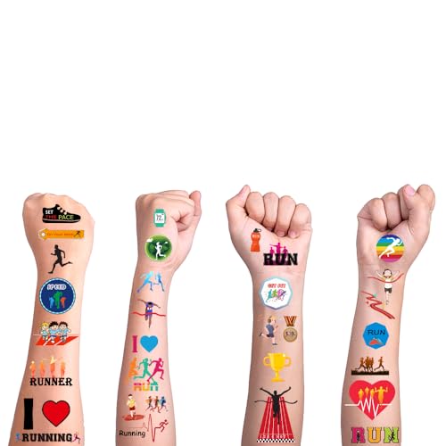 CupaPlay 200PCS+ Running Party Favors Tattoos Temporary Stickers- Marathon Cross Country Run Sports Theme Party Decoration Goodie Bags Stuffers