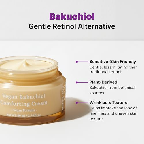 Vegan Bakuchiol Comforting Cream, Gentle Retinol Alternative, 25% Shea Butter, Barrier Strengthening & Hydrating, Dew Drop Texture, 2.7 fl.oz