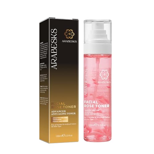 ARABESKS Rose Toner Spray 3.4 oz ? Hydrating Face Mist with Hyaluronic Acid, Aloe Vera & Vitamin C, Alcohol-Free, Vegan