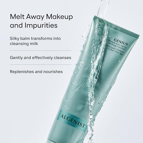 Algenist GENIUS Ultimate Anti-Aging Melting Facial Cleanser - Milky Cleanser + Makeup Remover with Avocado Oil, Alguronic Acid and Microalgae Oil - Nourishes Skin + Improves Radiance (5 oz)