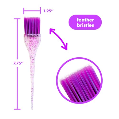 Colortrak 3 Pack Mini Glitter Trio Brush & Bowl Set, Small Brushes with Colorful Feather Bristles, Stackable Color Bowls with Non-Slip Rubber Rings, Easy Handling, 3 Sets Total