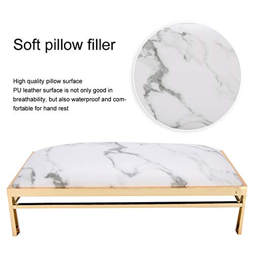 Nail Art Hand Pillow, Stylish and Elegant PU Leather Manicure Arm Rest Cushion, Anti-Slip and Soft Hand Cushion for Nail Art Salon Home, Nail Art Equipment Tools(Marble)
