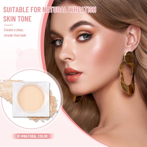 Mineral Pressed Powder, 3-in-1 Compact Formula, 12g, Translucent Finish for Oily Skin, Travel-Friendly, Full Coverage & Matte Control (Nature, jojo)