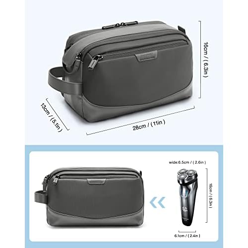 BAGSMART Toiletry Bag for Men, Large Travel Toiletry Organizer, Dopp Kit Water-resistant Shaving Bag for Toiletries Accessories - Grey