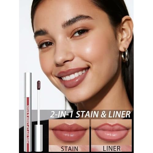 Lip Stain Peel Off Lip Liner Stain with Tweezer, Long Lasting Matte Lip Tint Tattoo, Highly Pigmented Color Lip Makeup, Waterproof Lipstick, Transfer-proof Lipstain for Women, Nude Pink