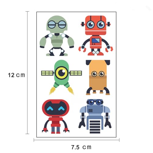 60pcs Robot Temporary Tattoos, Cartoon Waterproof Body Fake Tattoo Stickers, Cute Robotic Decorations, Classroom School Reward Prizes Birthday Party Favors Supplies