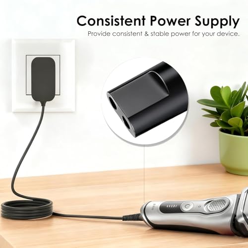 12V Charger Compatible with Braun Shaver S3 S6 S7 S8 S5 S9 S1 Series 1 3 5 6 7 8 9 310 340 3040s 390cc 790cc 9577cc 9517s 7085cc Wall Power Adapter Charging Cord Cable for Braun Electric Razor Trimmer