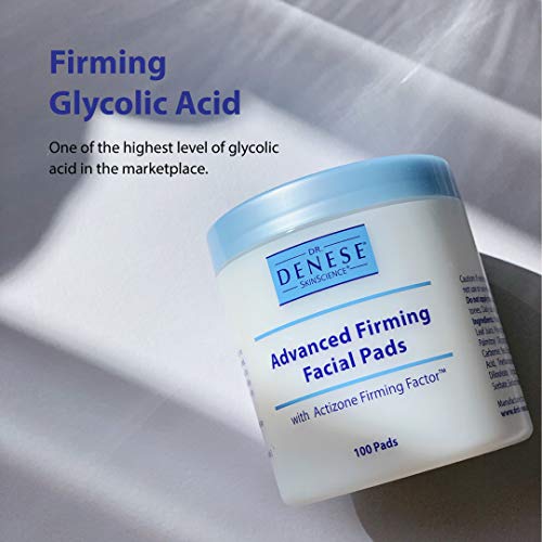 Dr. Denese SkinScience Advanced Firming Facial Pads 100 Count ? Professional Exfoliator with Glycolic Acid, Peptides and Aloe for Smooth Radiant Skin, Refined Pores ? Dermatologist Tested Cruelty Free