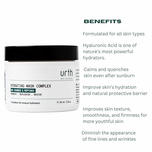 Urth Skin Solutions Hydrating Mask for Men, 2 oz - Anti Aging Hydrating Gel with Peptides, Argireline, Botanical Extracts, Vitamins, Restore hydration, Reduces Wrinkles & Smooths Skin