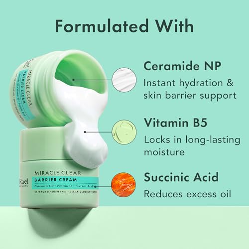 Rael Korean Skin Care - Face Moisturizer, Miracle Clear Barrier Cream (1.8 oz), Blackhead Remover, Exfoliating Face Wash Clay Mask (3.4 fl. oz)