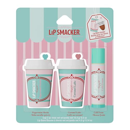 Lip Smacker Holiday Caf? Balm Trio, Moisturizing Lip Balm Set with Festive Flavors, Collectible Frappe Cup Design, Perfect Holiday Gift for Kids & Lip Balm Lovers