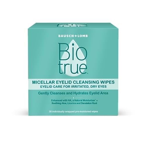Biotrue Micellar Eyelid Cleansing Wipes, Fragrance-Free Eyelid Care for Dry, Irritated Eyes, Gently Cleanses, Hydrates & Soothes Eyelids, Moisturizing Eye Wipes for Daily Use, 30 Wipes (Pack of 1)