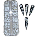 Set 132Pcs White 3D Flowers for Nails, Handmade 3D Acrylic Flowers for Nails, WeddingFlower Nail Charms Rhinestones Gems by Acrylic Powder Design Deco Nail Art Women Girls (Set White Mix 132)