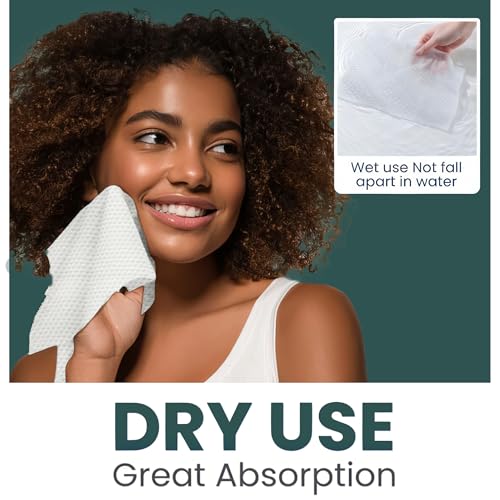 Ourmed Life Face Towels, 12"¡¿12" Tear-Off Disposable Biodegradable Facial Towels for Sensitive Skin, Lint- free Face Wipes for Washing Face, Skincare and Makeup Removal, Dry Wipes, (60 Ct, 1 Pack)