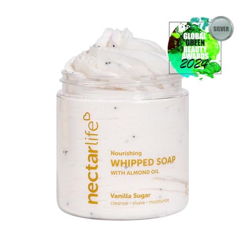 Nectar Life Nourishing Whipped Soap and Shave Butter with Almond Oil, Vanilla Sugar, Set of 3, 5 Oz Each