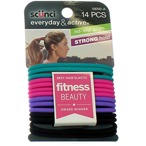 Scunci No-slip Grip Evolution Jelly Ponytailers, 14-Count, Colors may vary