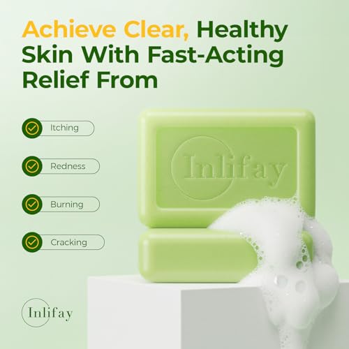 Inlifay Antifungal Soap Bar for Men: Anti Fungal Skin Soap for Athlete's Foot, Jock Itch, Ringworm - Tea Tree Fungus Soap for Active People Daily Body Cleansing