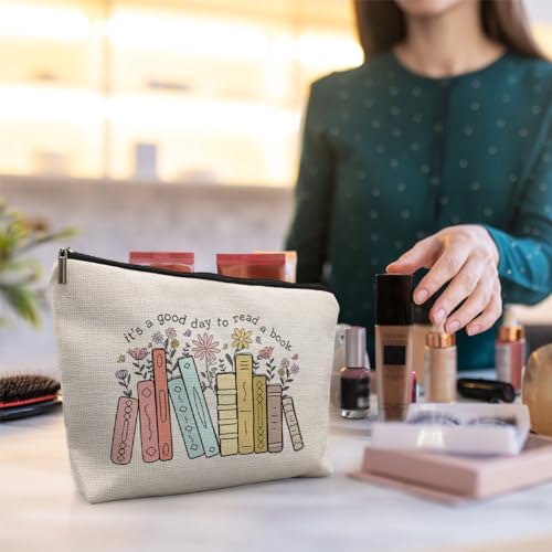 Book Lovers Makeup Bag, Gifts for Readers, It's a Good Day to Read a Book Cosmetic Bag