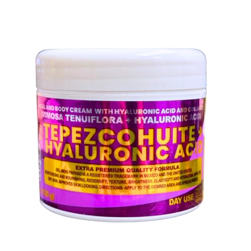 Del Indio Papago Tepezcohuite + Hyaluronic Acid Facial & Body Day Cream 120g | With Mimosa Tenuiflora, Collagen & Vitamin C | Hydrating Daily Moisturizer for All Skin Types