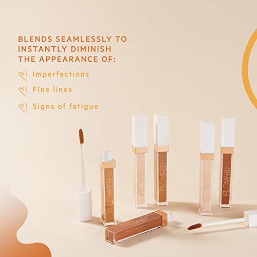 FLOWER BEAUTY By Drew Barrymore Light Illusion Full Coverage Concealer - Diffuse Dark Under Eye Circles + Blurs Blemishes - Weightless Formula + Crease Proof Makeup (Light Medium)
