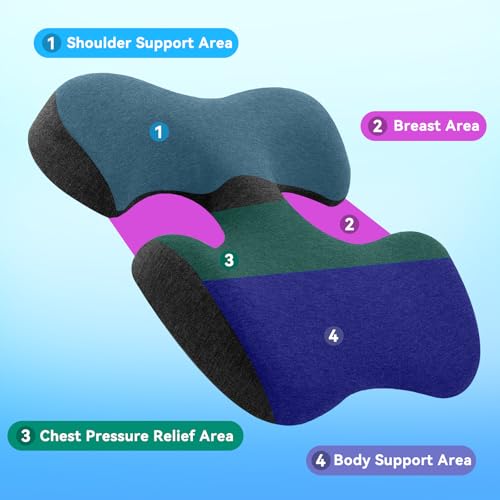 TOROKOM Breast Pillow for Massage, Massage Bolster Face Down Pillow for Sleeping Washable Soft Head Cushion and Chest Cushion for SPA Home (Dark Gray)