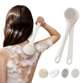 Electric Back Scrubber for Shower - IPX7 Waterproof Rechargeable Dual Handle Power Exfoliating Bath Brush with 3 Heads 2 Speeds for Cleansing, Exfoliating & Massaging Skin (Beige)