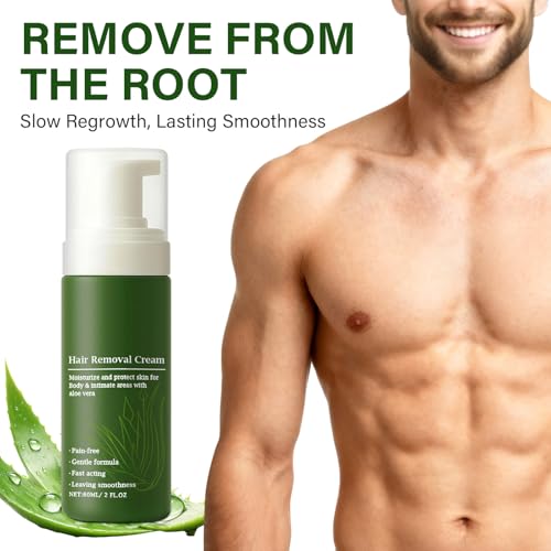 Botan Man Hair Removal Cream with Natural Aloe Vera ? Body & Intimate Areas, Men's No-Shave Hair Removal Spray for Face