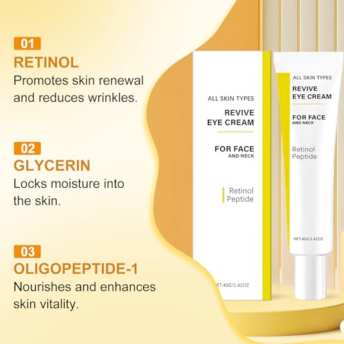 2PCS Revive Eye Cream,Revive Eye Cream with Retinol Peptide,Reduces Wrinkles Firming & Hydrating EyeCream for All Skin Types