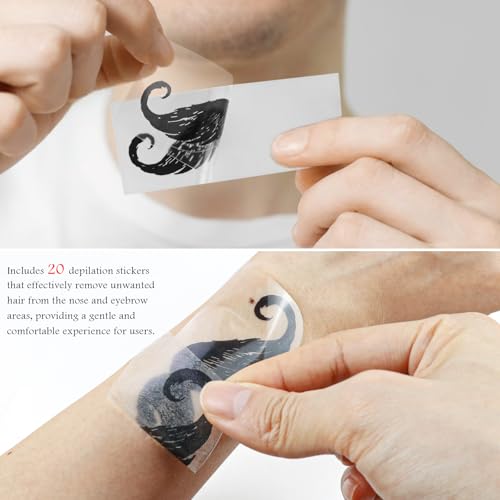 20Pcs Beard Mustache Stickers, Fake Mustaches Stickers, Removable Mustache Hair Stickers