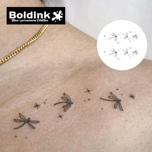 Semi-permanent Tattoos,Realistic Fake Tattoos,Last 7-15 Days,Waterproof Non-reflective Temporary Tattoo Stickers,Cruelty-free,Uniquely Designed Exquisite Packaging(Dragonfly)