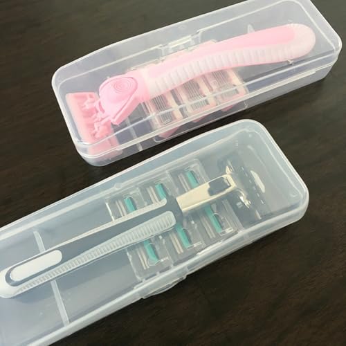 Teensery 2 Pcs Clear Plastic Shaving Box Portable Travel Manual Shaver Case Razor Protector Hard Case Shaver Storage Box Container for Manual Razor System, Shaving Accessories