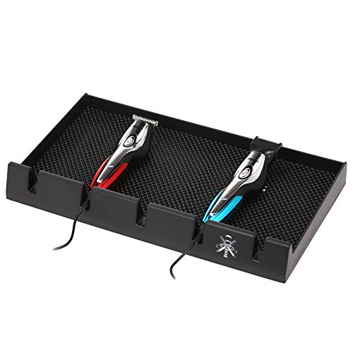Salon Barber Clipper Tray Anti-Slip Salon Clippers Organizer Razor Case with 5 Slots Professional Hair Trimmer Holder