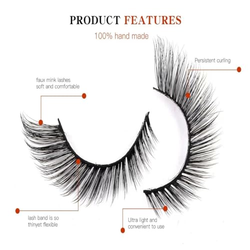 False Eyelashes Wispy Lashes Natural Look Fake Eyelashes 7 Pairs Cat Eye Lashes Mink Fluffy Strip False Lashes Fox Eye Lashes Pack