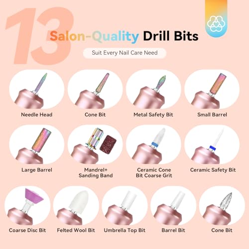 SAVILAND Advance Nail Drill Professional: 40000RPM Pro Electric Nail Drill New Gradient Color Nail D rill Kit LCD Digital Screen Portable Nail File Manicure Pedicure Salon Use at Home
