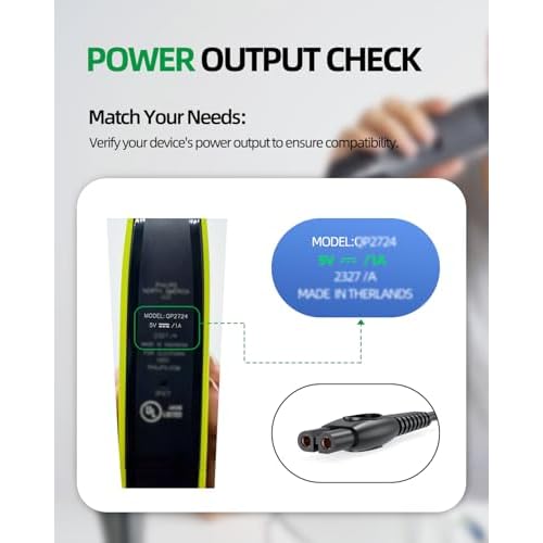 5V Fast Charger Fit for Philips Norelco One Blade 360 QP2724 QP2834 QP1924 QP4631 QP6542 QP6552 QP4530 QP1324, MG7910 MG5910 MG9510 MG9525 MG9525, for Phillips OneBlade Trimmer Electric Shaver Razor