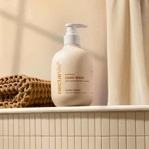 Nectar Life Exfoliating & Moisturizing Hand Wash 3-Pack, Volcanic Pumice for Hand Scrub, Shea Butter Softens Hands, Clean Vegan Ingredients, Vanilla Scent