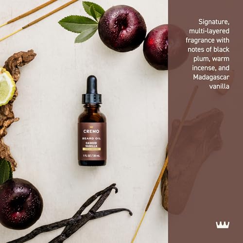 Cremo Beard Oil, Revitalizing Casked Vanilla, 1 fl oz - Restore Natural Moisture and Soften Your Beard To Help Relieve Beard Itch