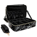 Carrywell Makeup Bag Travel Case, Not-Made In China, Hard Train Case for Cosmetics, Portable Beauty Artists Organizer, Storage Box With Adjustable Dividers For Make Up and Brushes, Medium Marble