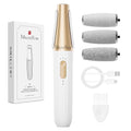 MelodySusie Electric Callus Remover for Feet, PC800G IPX7 Waterproof Rechargeable Pedicure Tool with LED Light & 3 Grits Roller Heads & Adjustable Speeds, for Dead Skin & Cracked Heel, White Gold