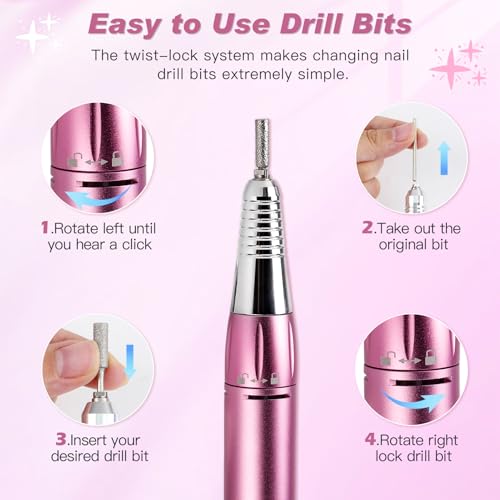 Biutee Nail Dust Collector 5 in 1 80W Nail Vacuum Dust Collector Extractor Professional 30000rpm Electric Nail Drill Machine with 48W/96W UV LED Nail Lamp Nail Art Tool With LED Light