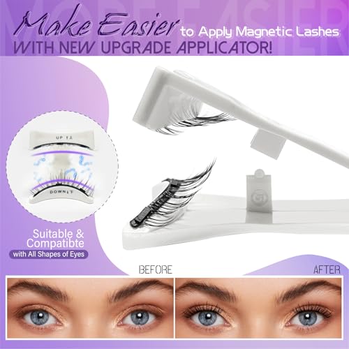 Magnetic Eyelashes With Applicator, Natural-looking, No Adhesive, No Eyeliner, Soft Comfortable Magnetic Lashes, Easy to Wear, Reusable (1Pair Eyelashes)